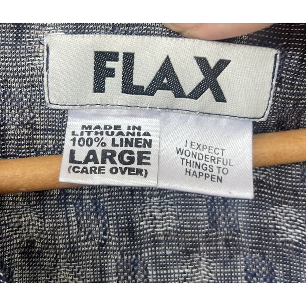 FLAX 100% Linen Blue Textured Top Button Down Women’s L Coastal Grandma Resort - Picture 5 of 5
